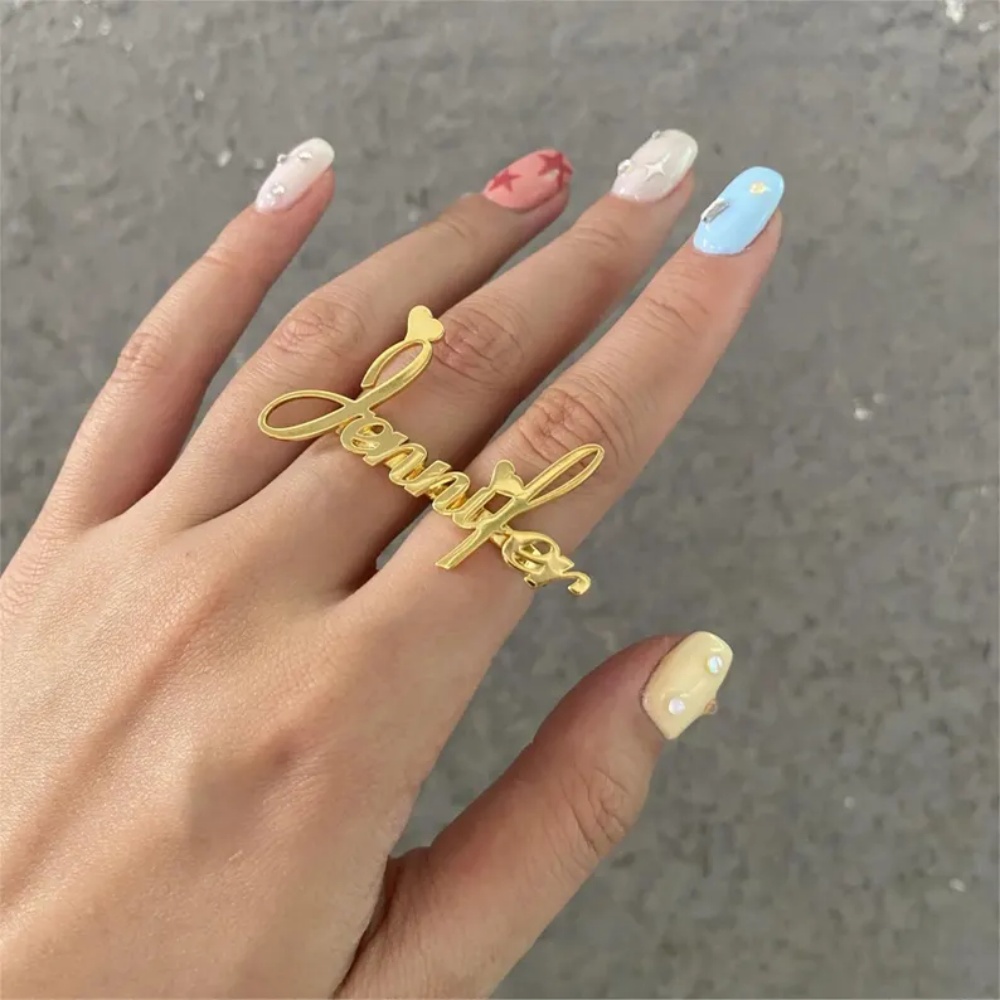 Initial Ring Custom - Anello Personalizzato LeeChee a Due Dita