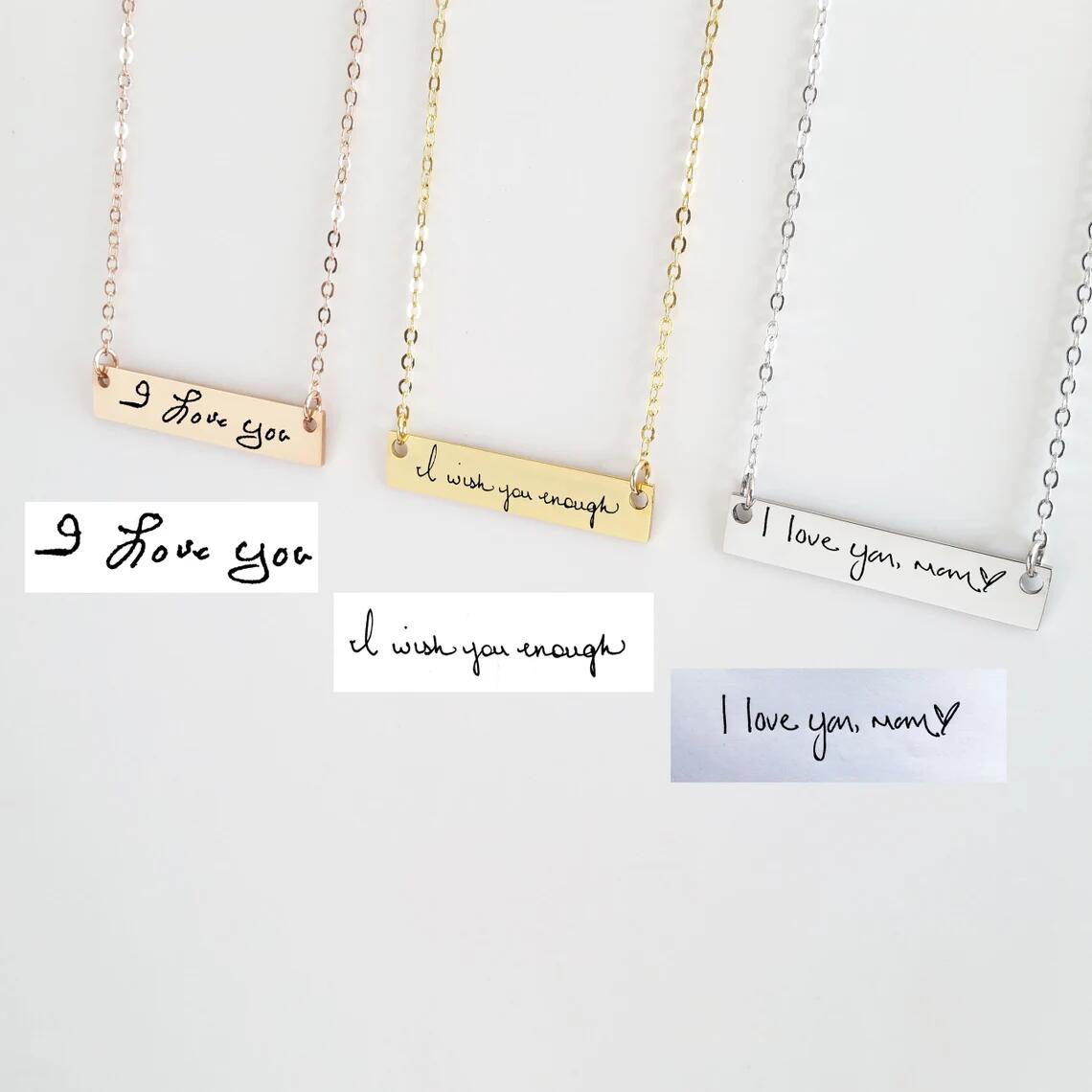 Actual Handwriting Bar Necklac - Handwriting Necklace Bar recensione e prezzo